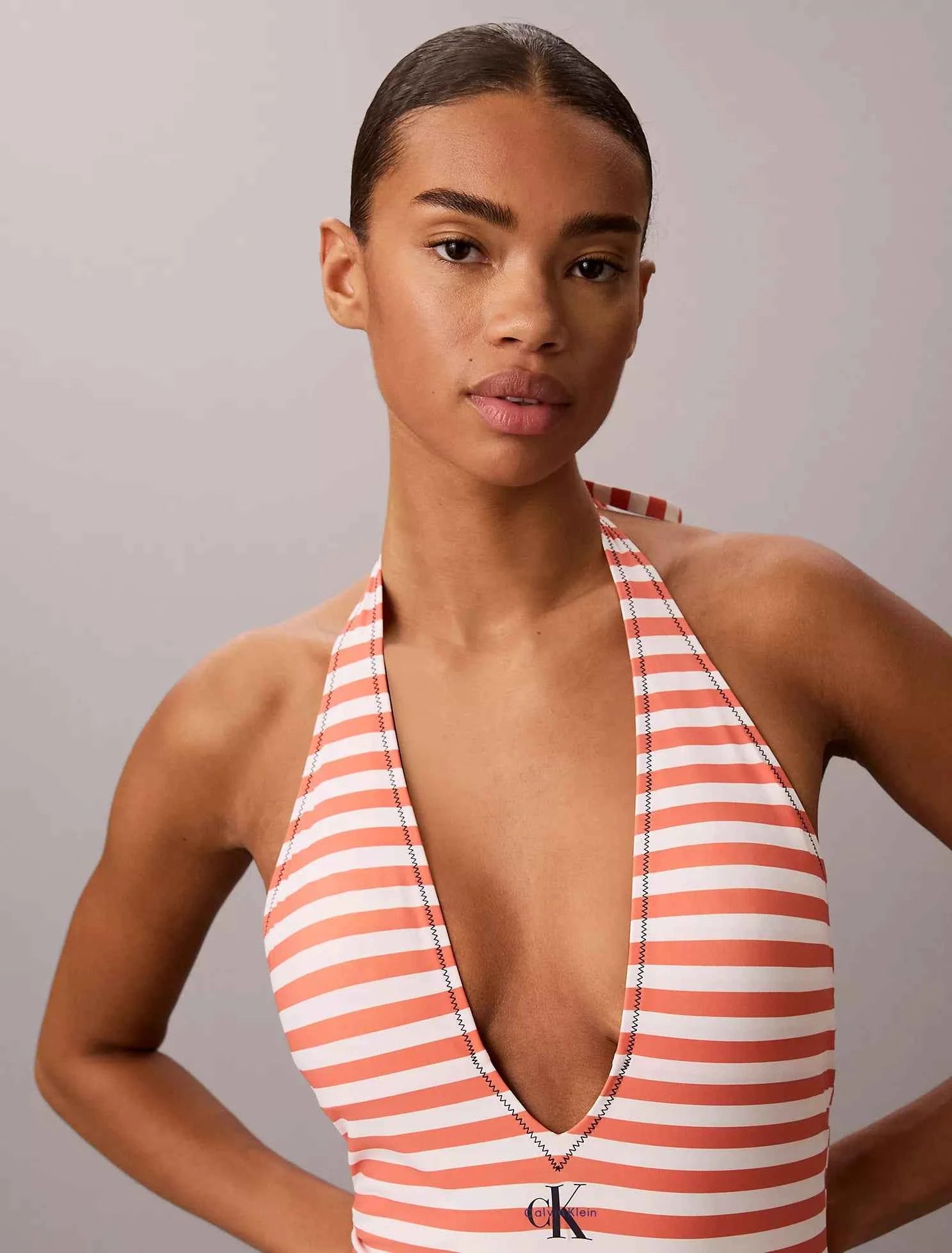 Calvin Klein - Graphic Monogram Swim Plunge One Piece