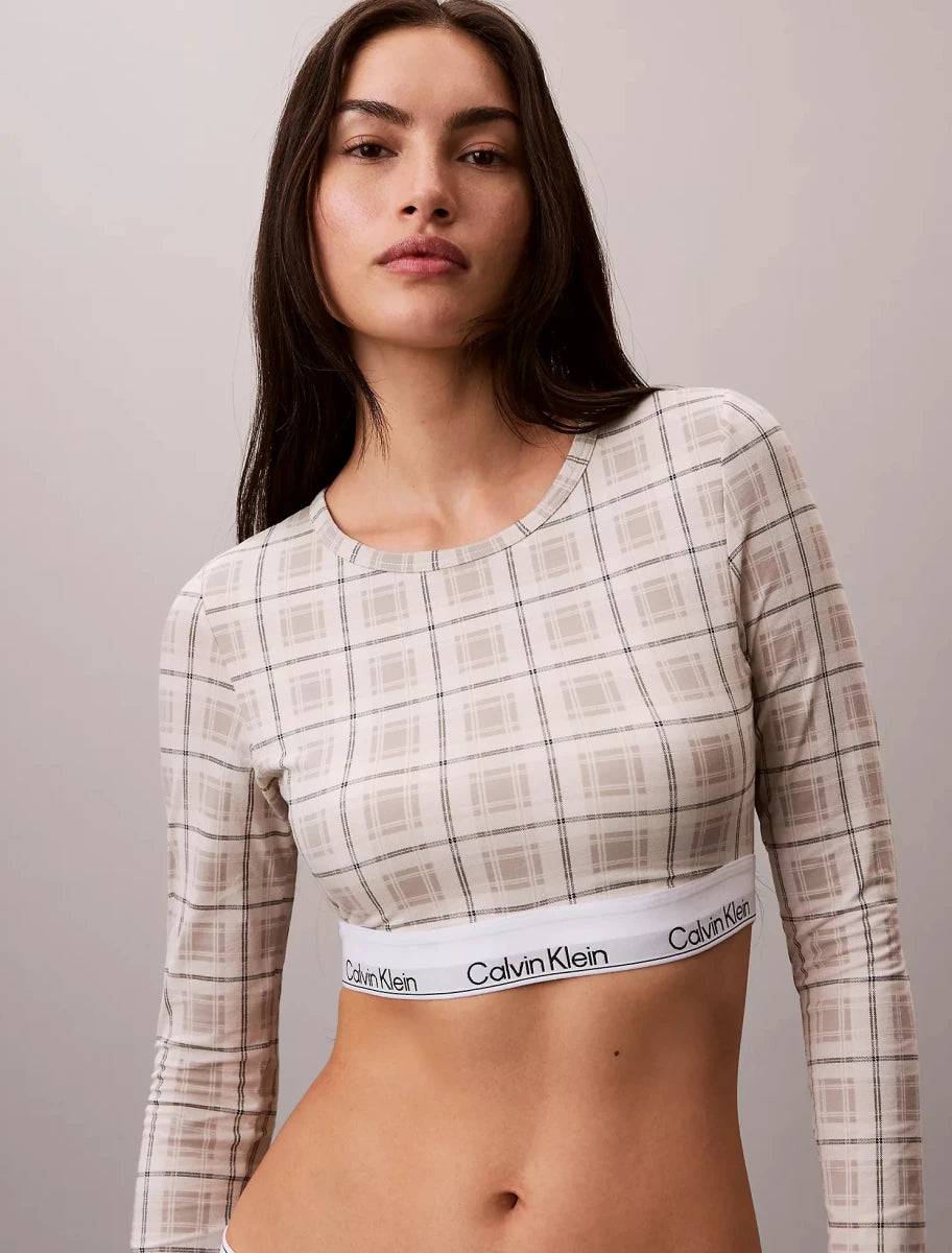Calvin Klein - Icon Cotton Modal Lightly Lined Long Sleeve Tee Bralette - Brandatak Store