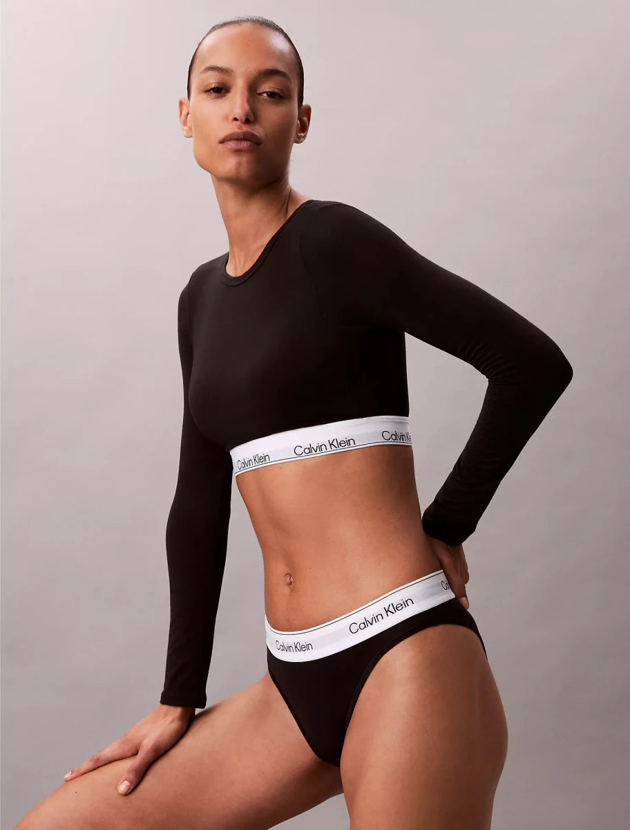 Calvin Klein - Icon Cotton Modal Lightly Lined Long Sleeve Tee Bralette - Brandatak Store