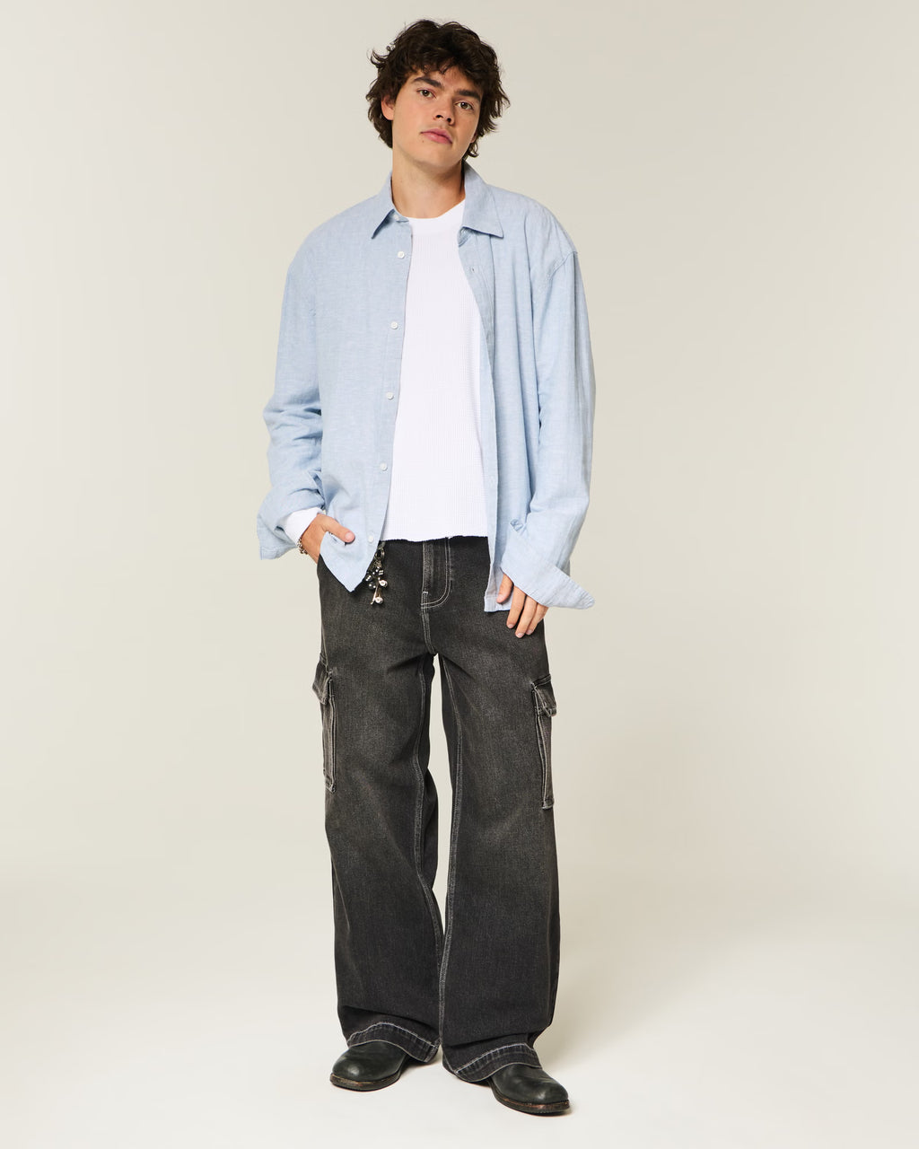 Hollister - Linen-Blend Button-Through Shirt