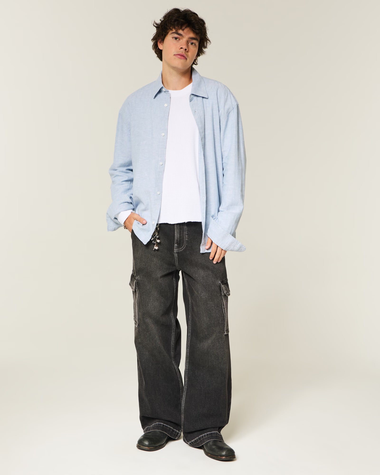 Hollister - Linen-Blend Button-Through Shirt
