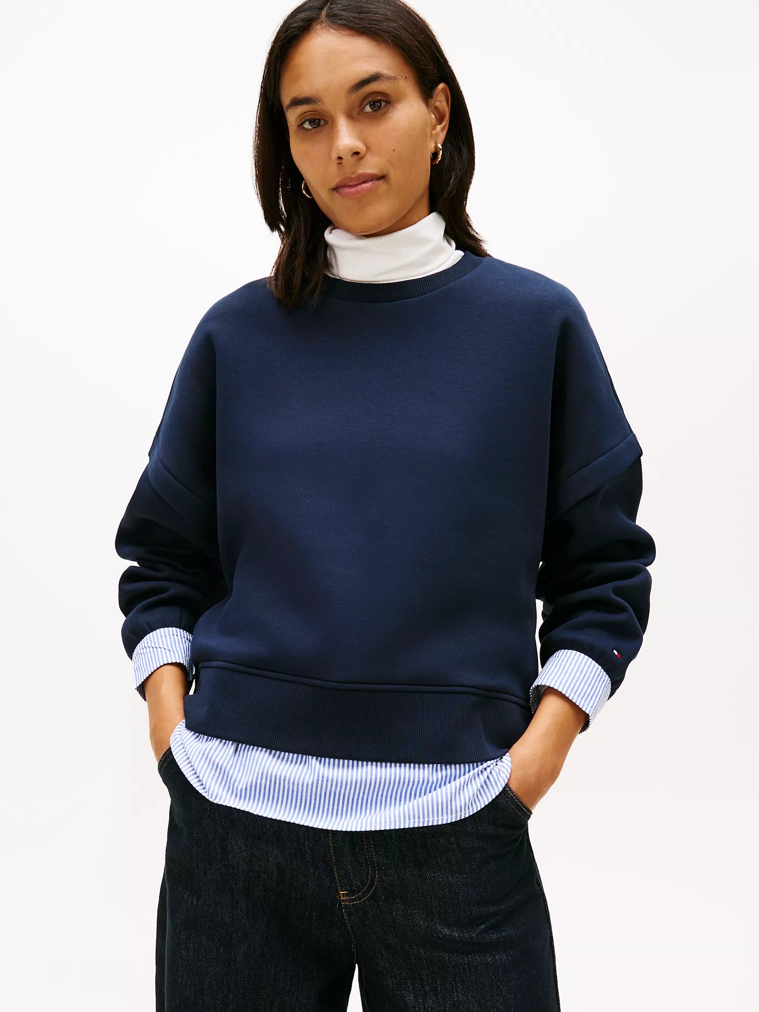 Tommy Hilfiger - Layered-Look Fleece Sweatshirt