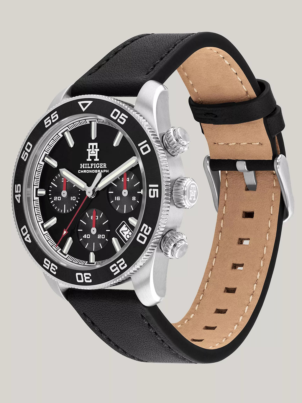 41MM TH85 Leather Band Chronograph Watch