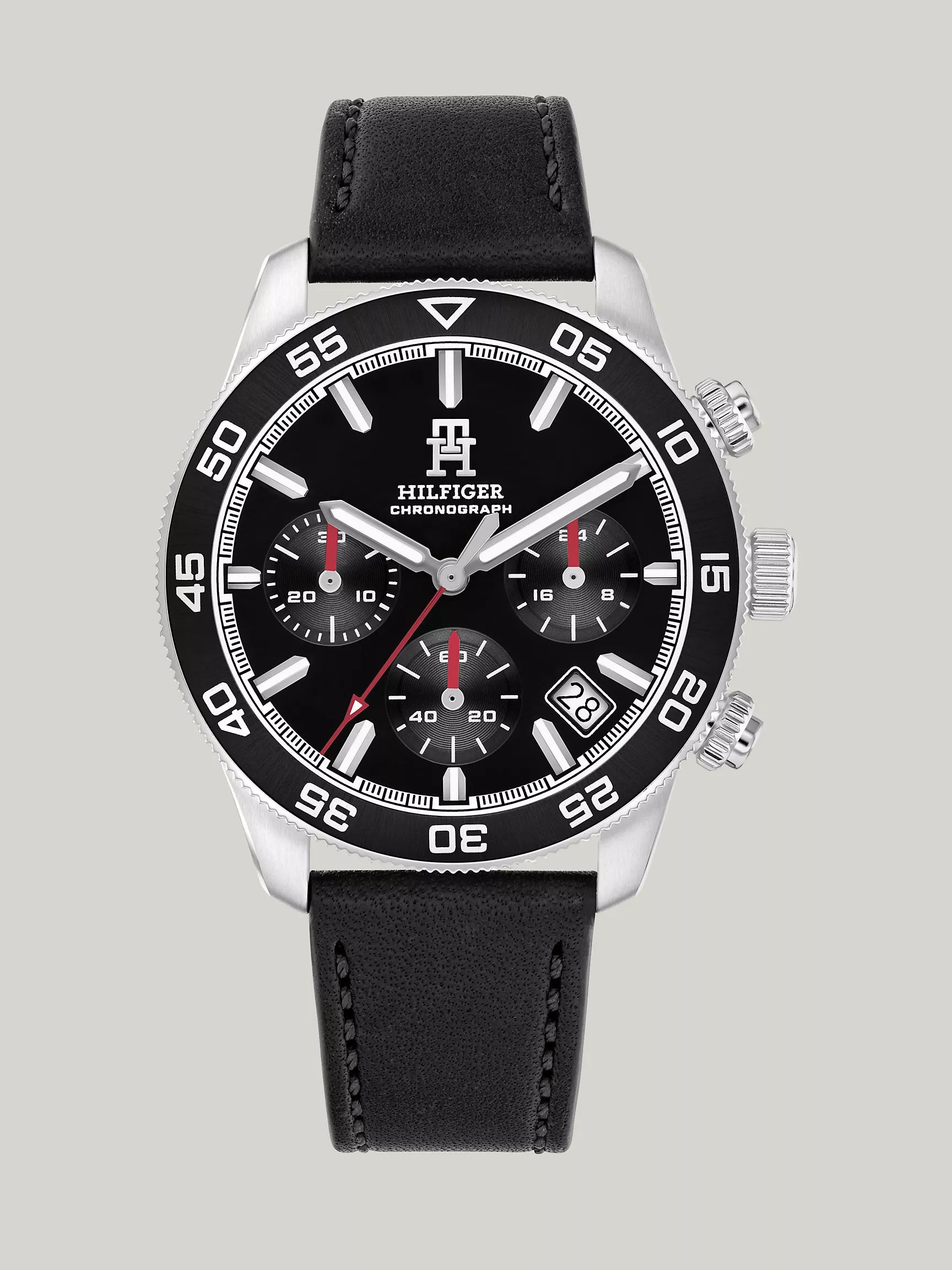 41MM TH85 Leather Band Chronograph Watch