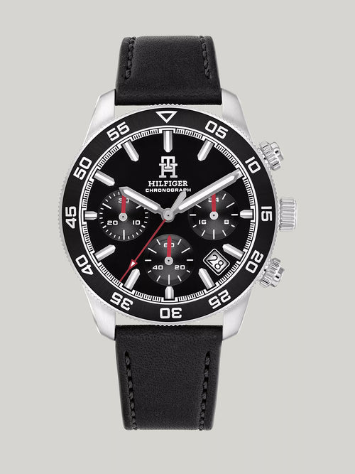 41MM TH85 Leather Band Chronograph Watch