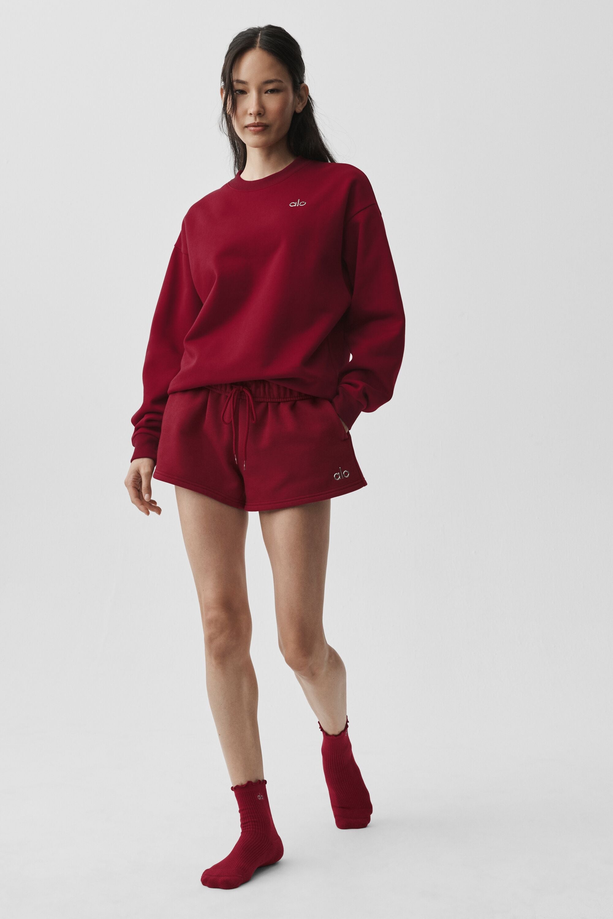 ALO YOGA - Accolade Crew Neck Pullover - Summer Romance Red