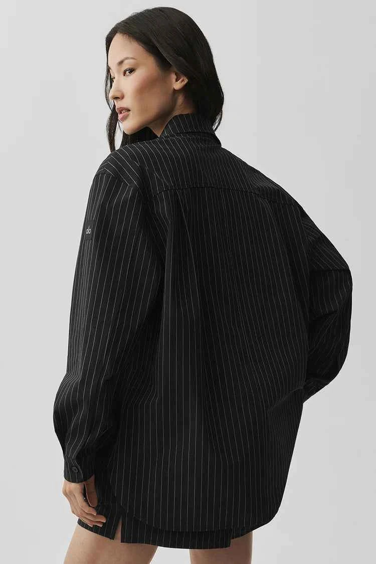 ALO YOGA - Pinstripe Daylight Button Down Long Sleeve