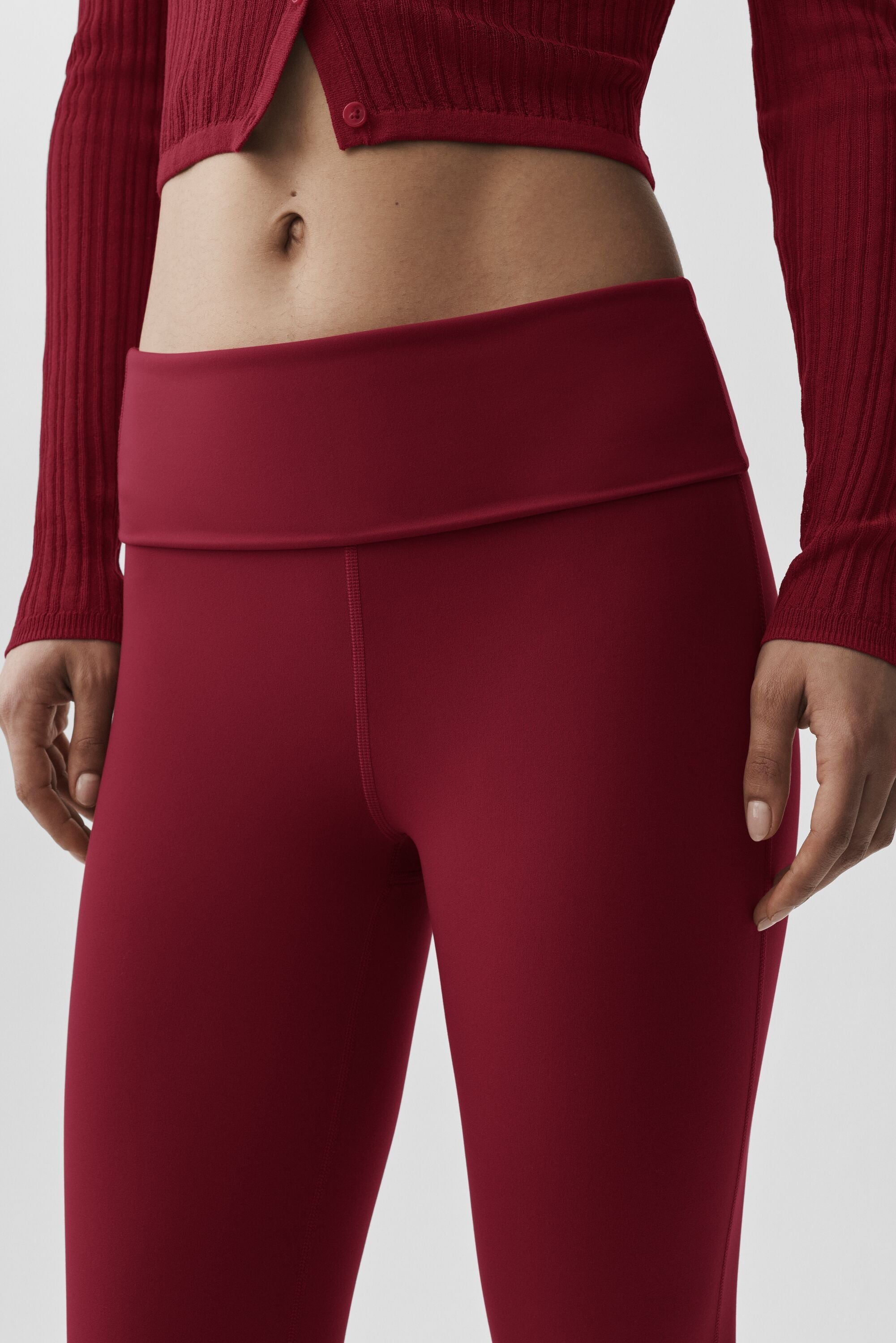 ALO YOGA - ALO Softsculpt 7/8 Foldover Flare Legging - Summer Romance Red