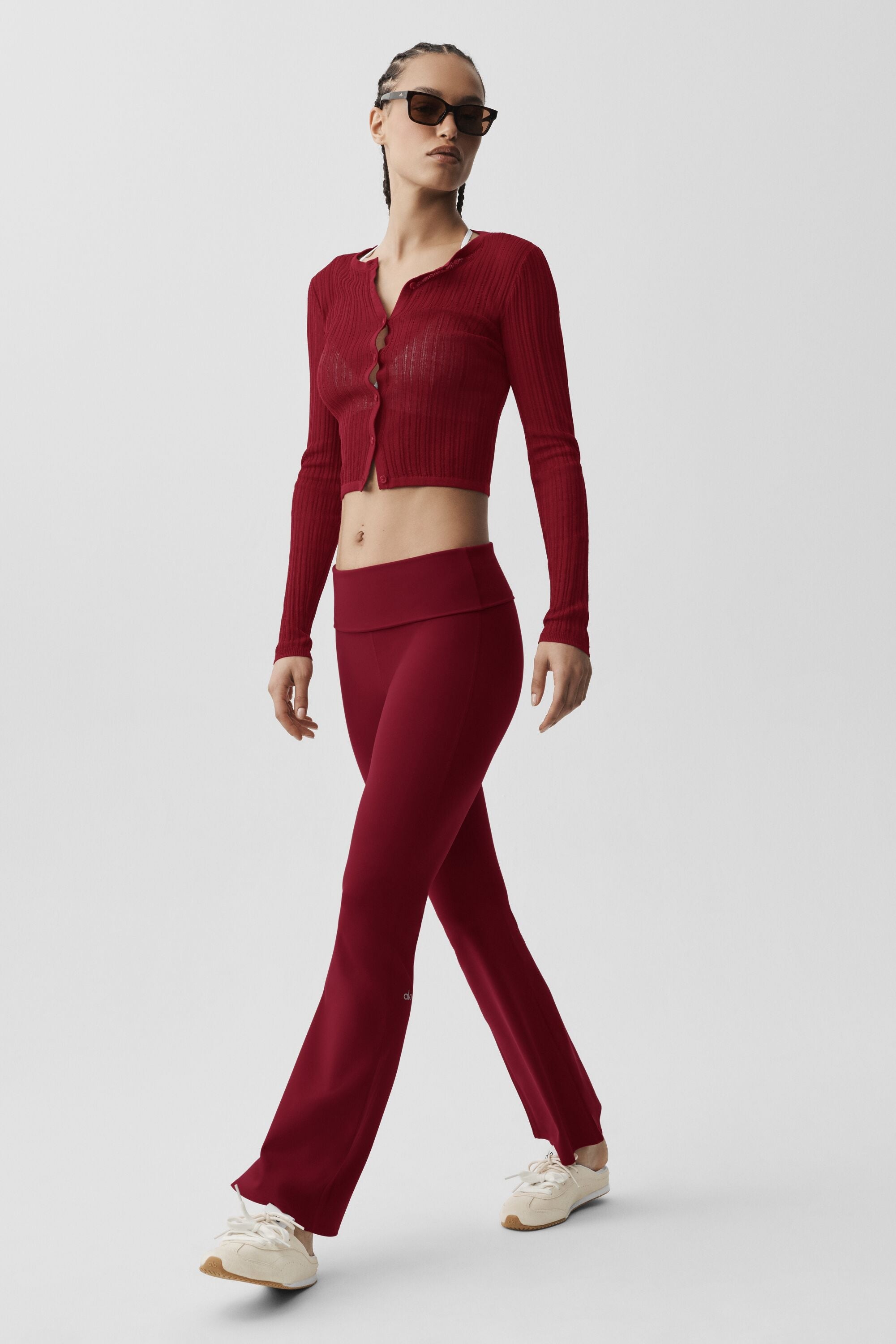 ALO YOGA - ALO Softsculpt 7/8 Foldover Flare Legging - Summer Romance Red