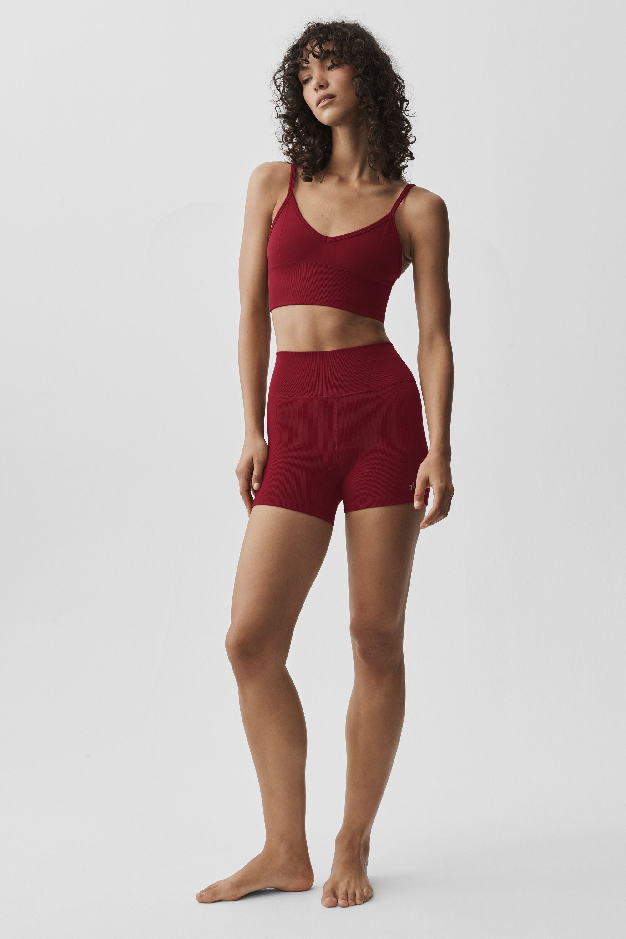 ALO YOGA - Seamless Modal Ribbed Delight Bralette - Summer Romance Red