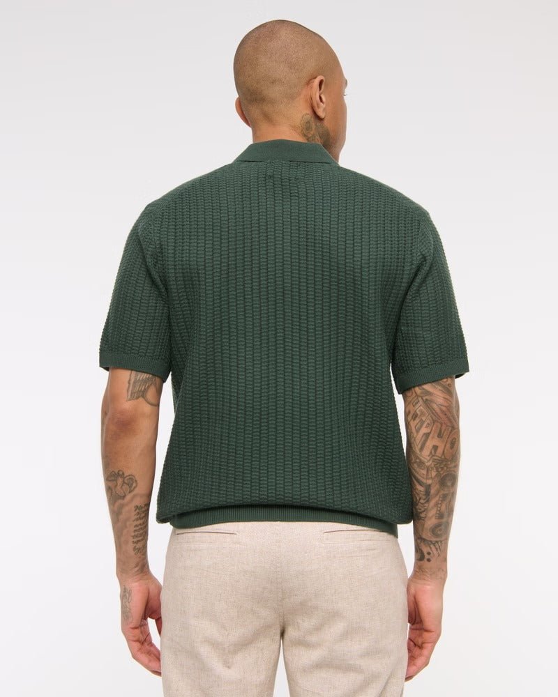 Abercrombie & Fitch - Classic Stitch Johnny Collar Sweater Polo IMMEDIATE - Brandatak Store