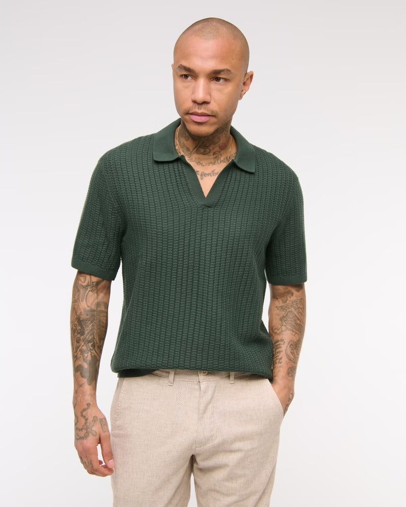Classic Stitch Johnny Collar Sweater Polo IMMEDIATE