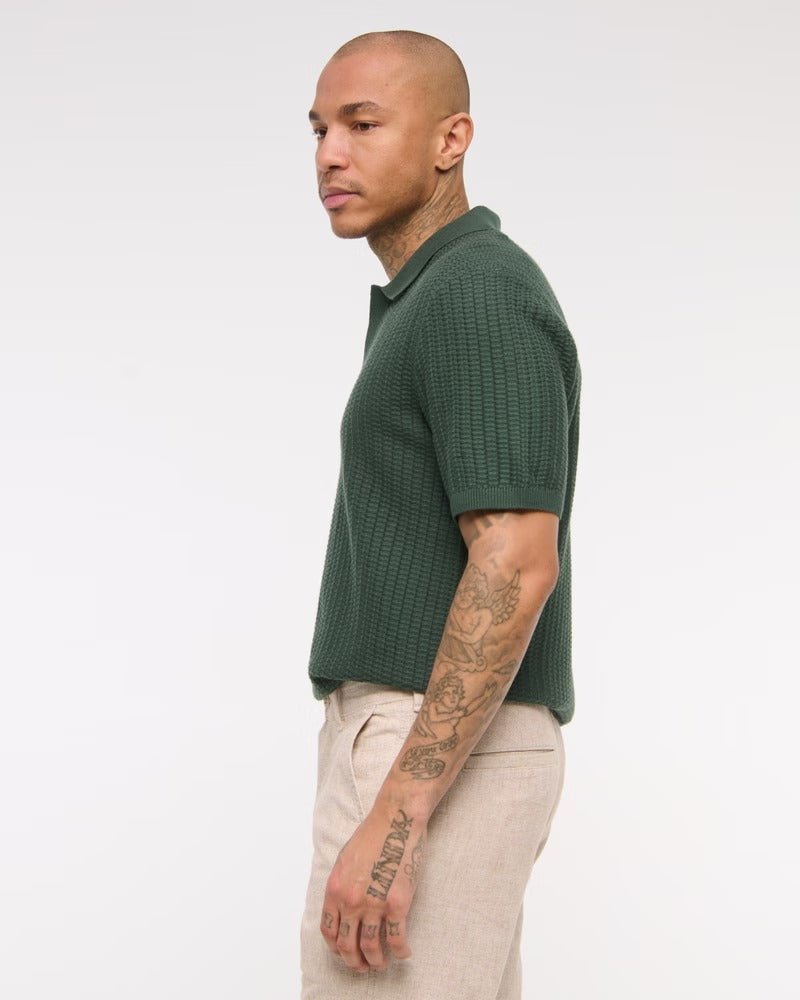 Abercrombie & Fitch - Classic Stitch Johnny Collar Sweater Polo IMMEDIATE - Brandatak Store