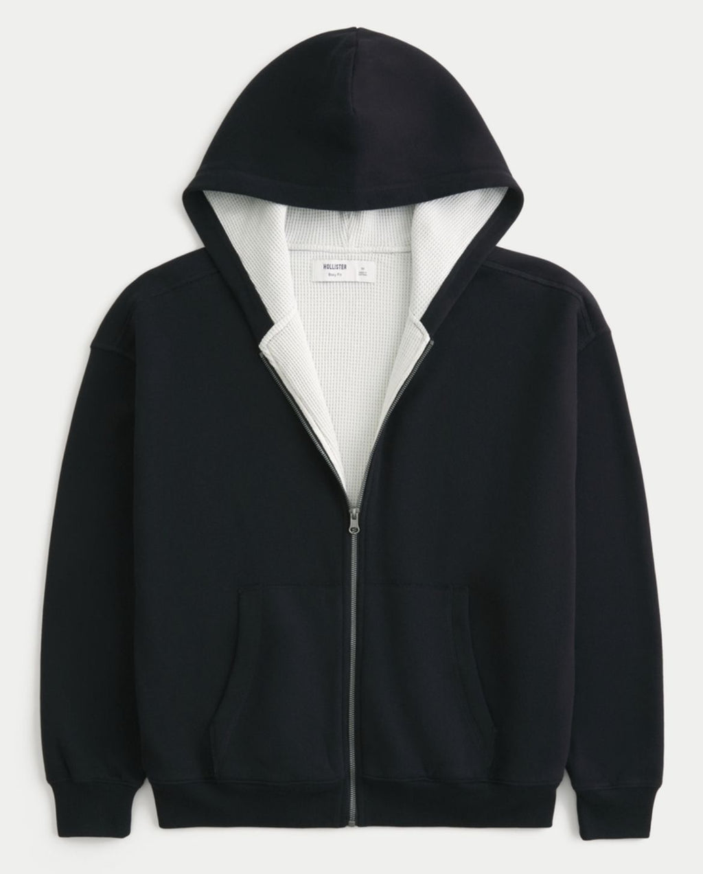 Hollister - Boxy Waffle-Lined Zip-up Hoodie