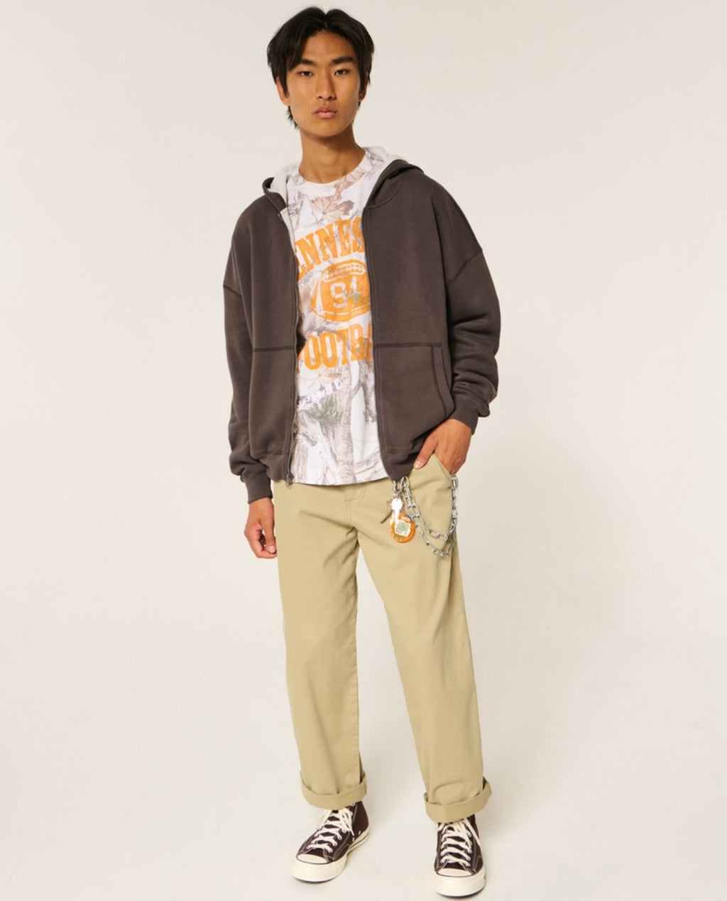 Hollister - Boxy Waffle-Lined Zip-up Hoodie