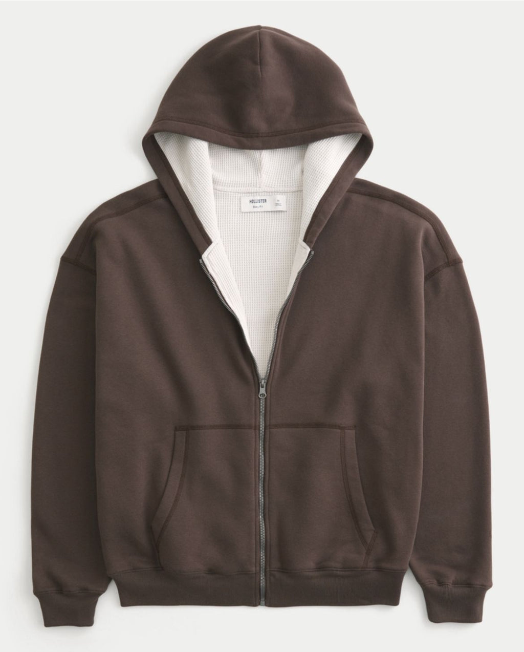 Hollister - Boxy Waffle-Lined Zip-up Hoodie