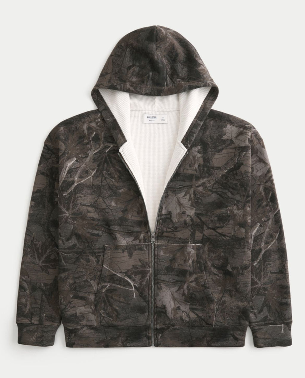 Hollister - Boxy Waffle-Lined Zip-up Hoodie