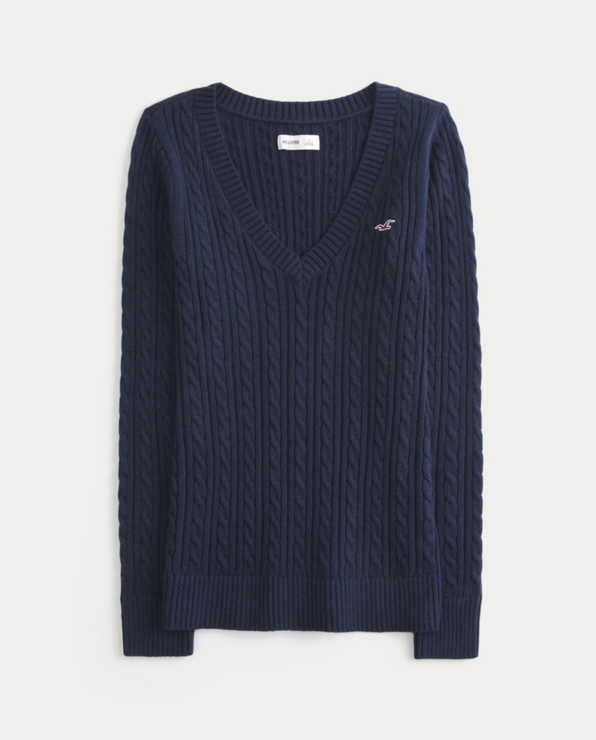 Hollister - Cable-Kint Icon V-Neck Sweater