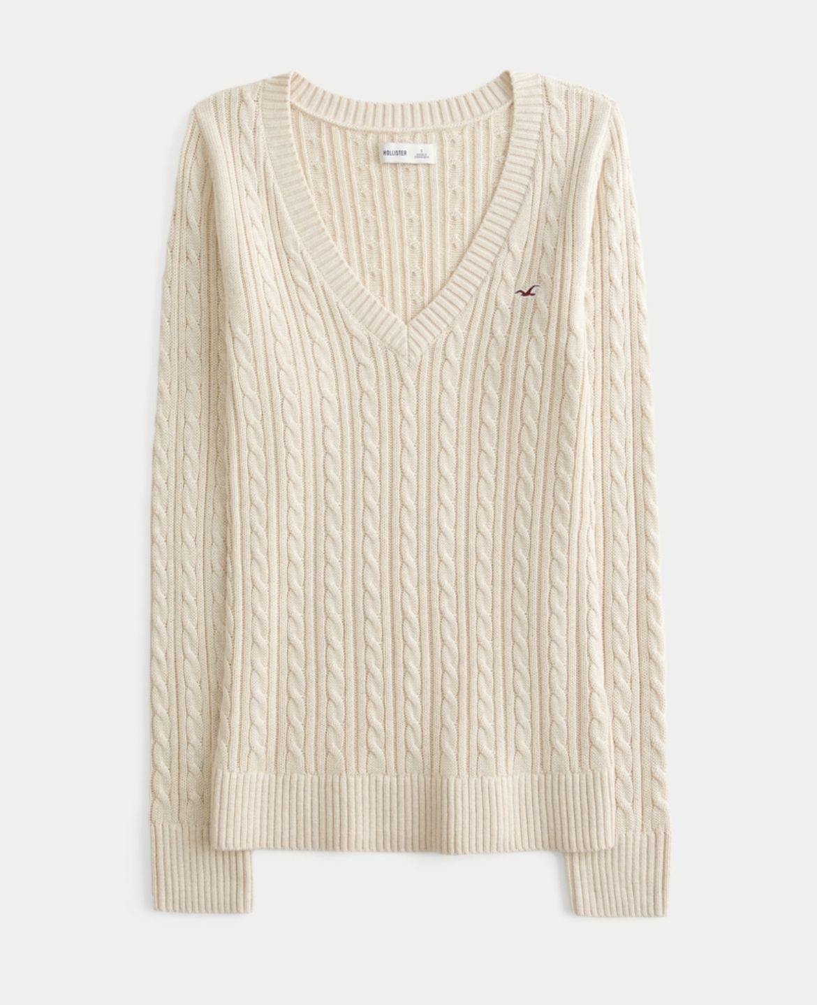 Hollister - Cable-Kint Icon V-Neck Sweater