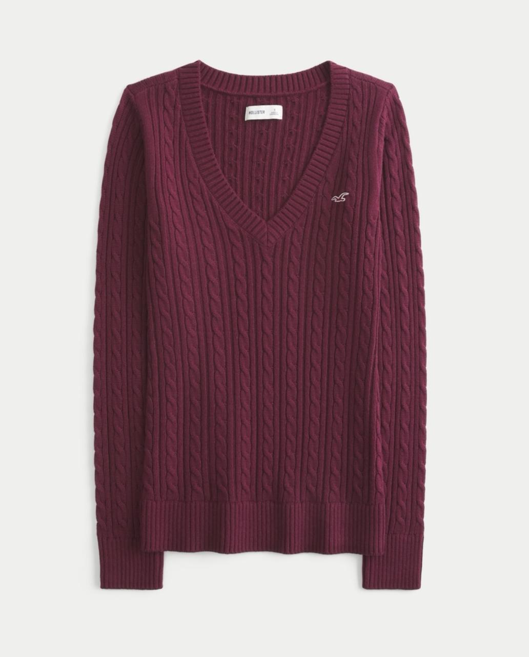 Hollister - Cable-Kint Icon V-Neck Sweater