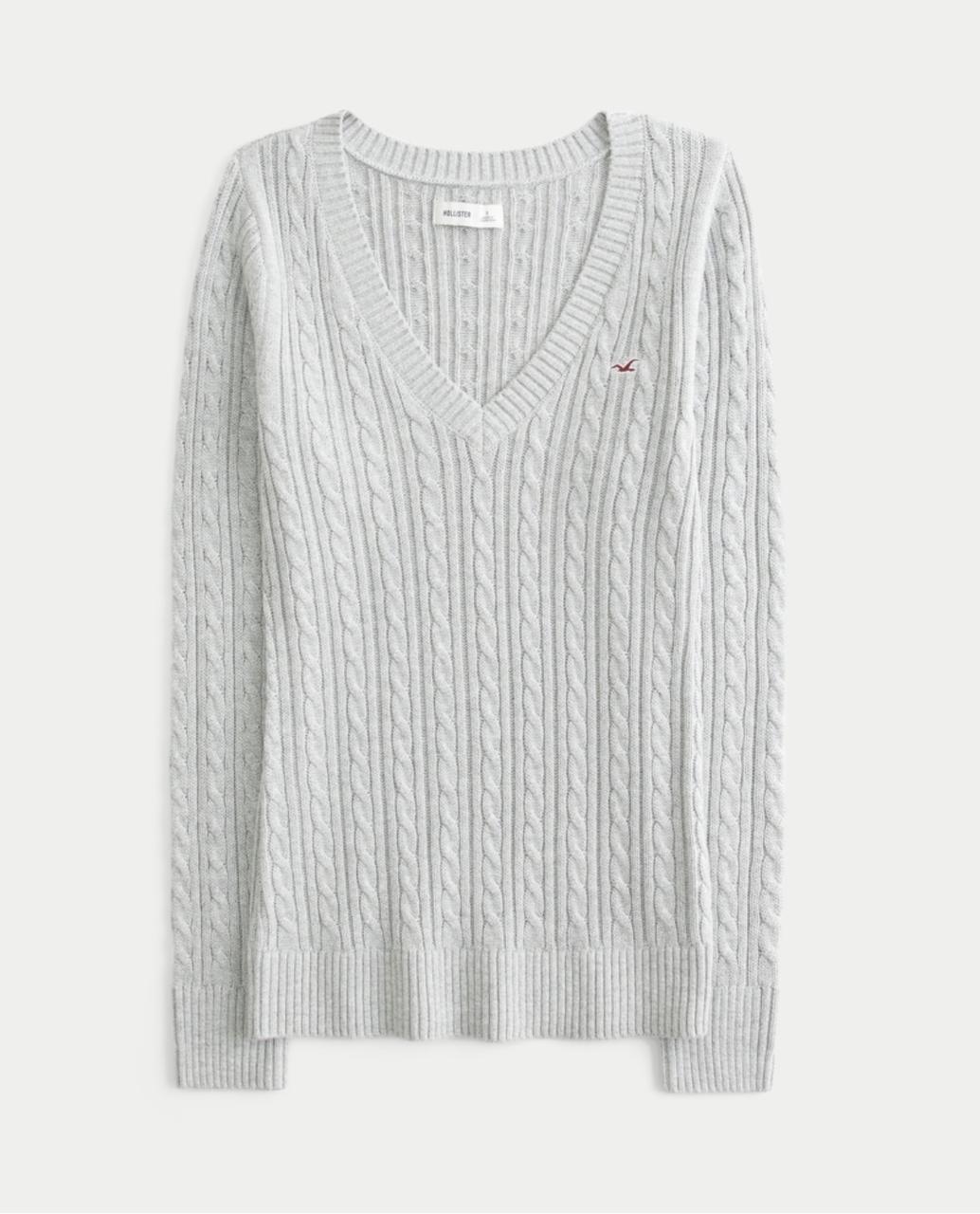 Hollister - Cable-Kint Icon V-Neck Sweater