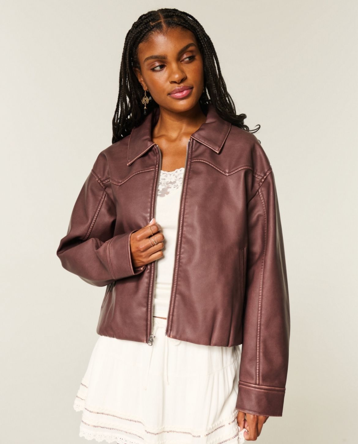Hollister - Vegan Leather Zip-UP Jacket