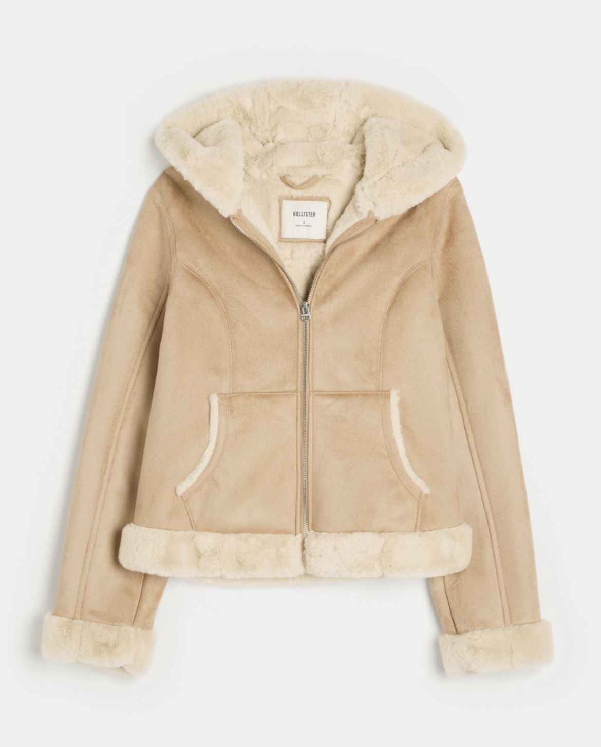 Hollister - Faux Fur-Lined Faux Shearling Hoodie Jacket