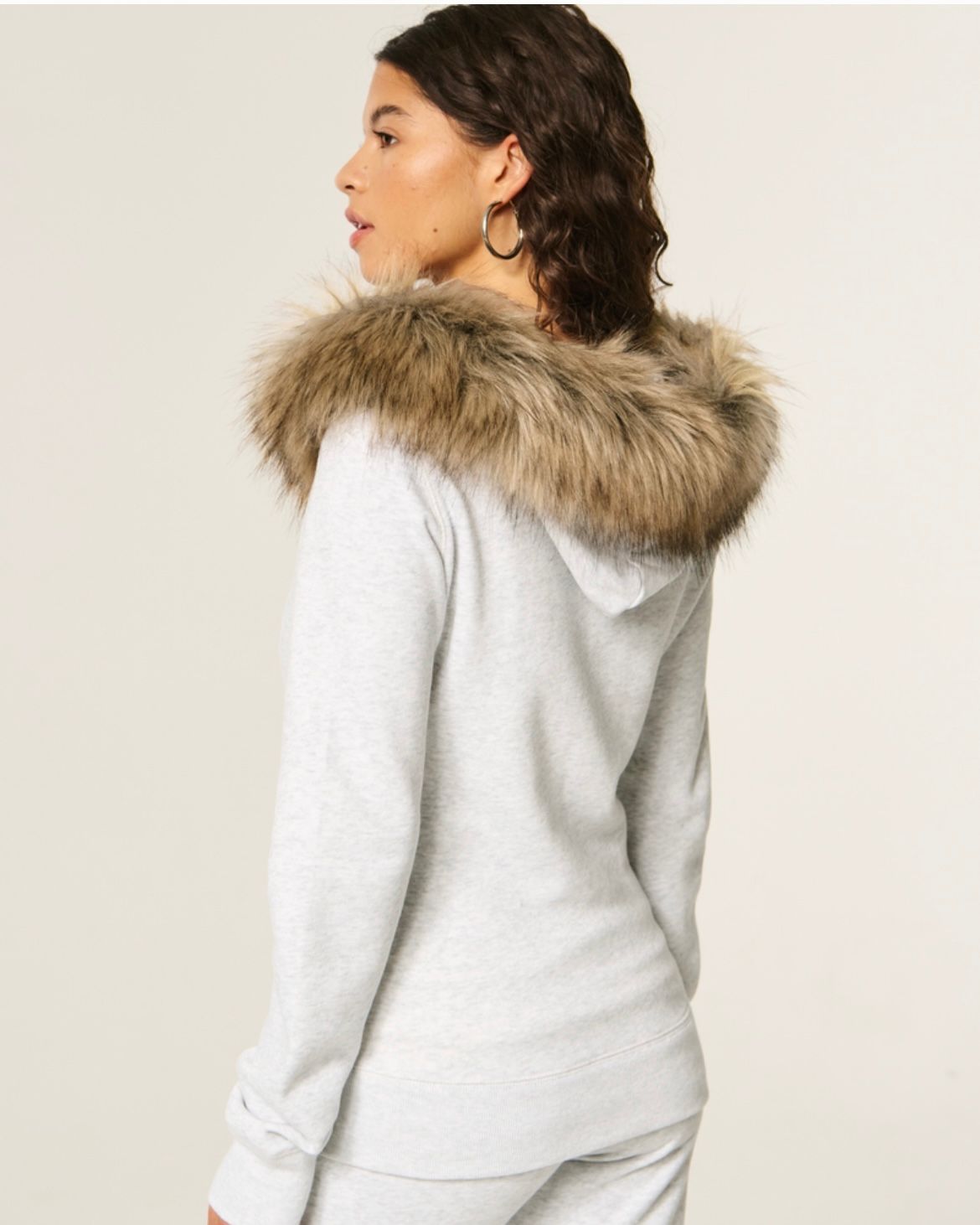 Hollister - Faux Fur Trim Zip-Up Hoodie