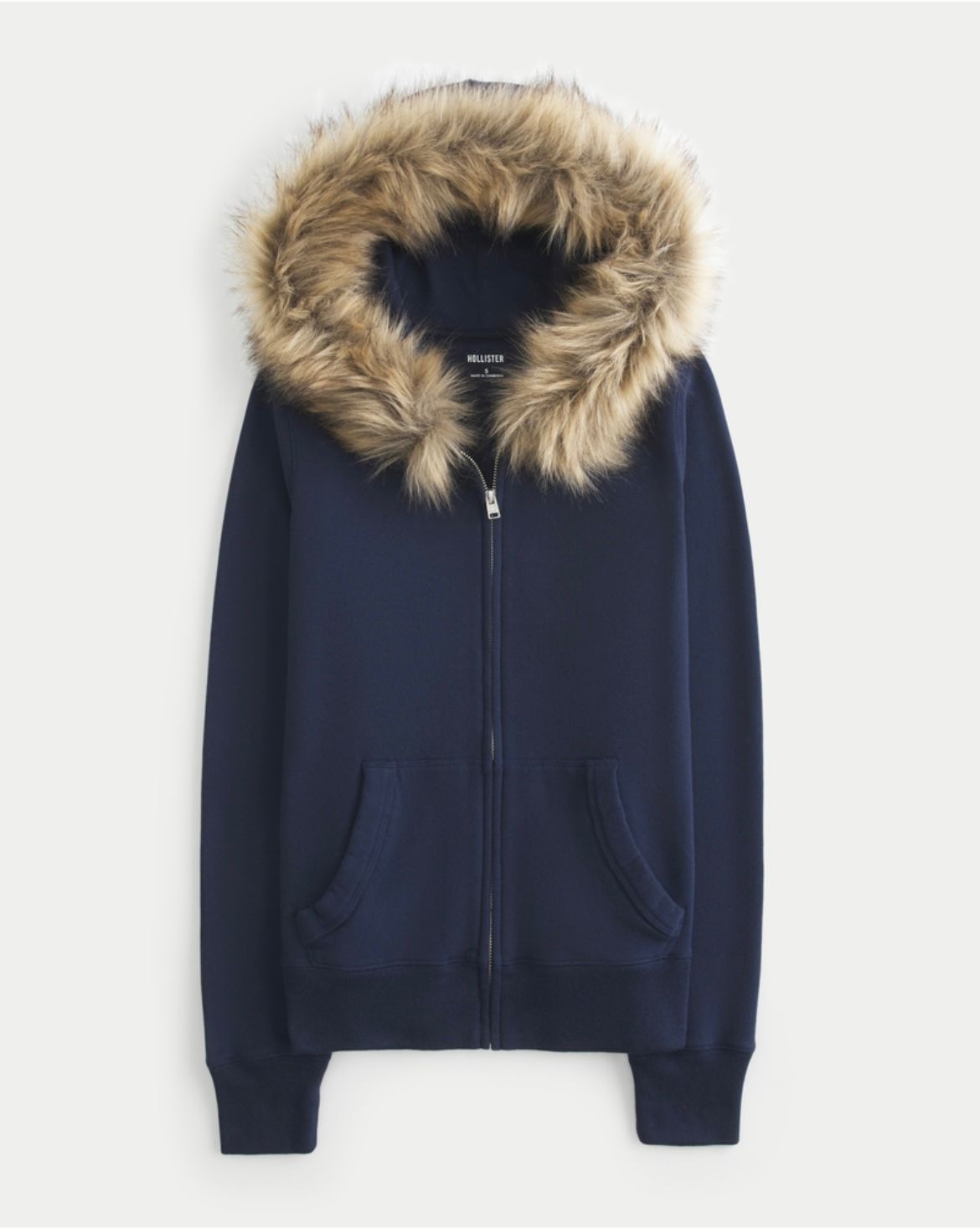 Hollister - Faux Fur Trim Zip-Up Hoodie