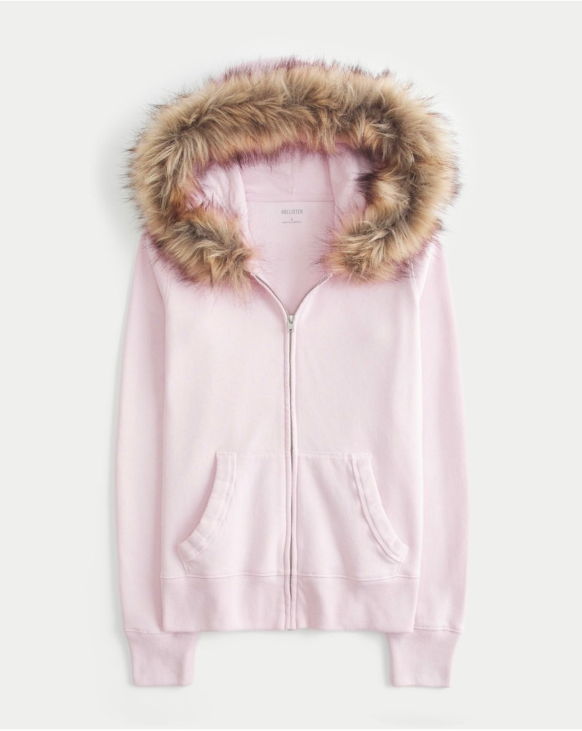 Hollister - Faux Fur Trim Zip-Up Hoodie
