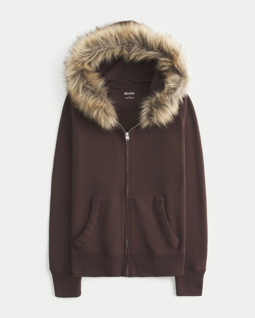 Hollister - Faux Fur Trim Zip-Up Hoodie