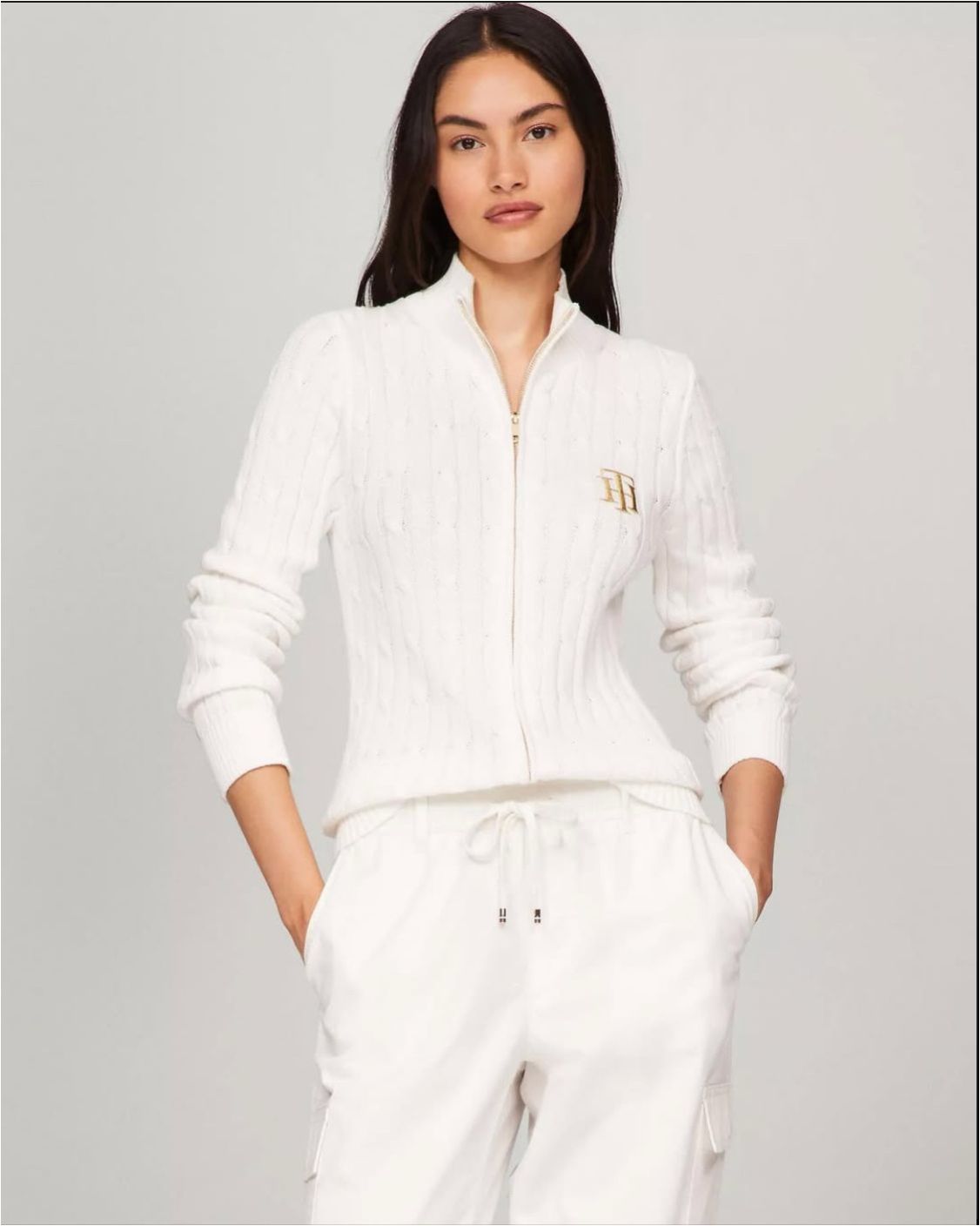 Tommy Hilfiger - Zip-Up White Cardigan IMMEDIATE