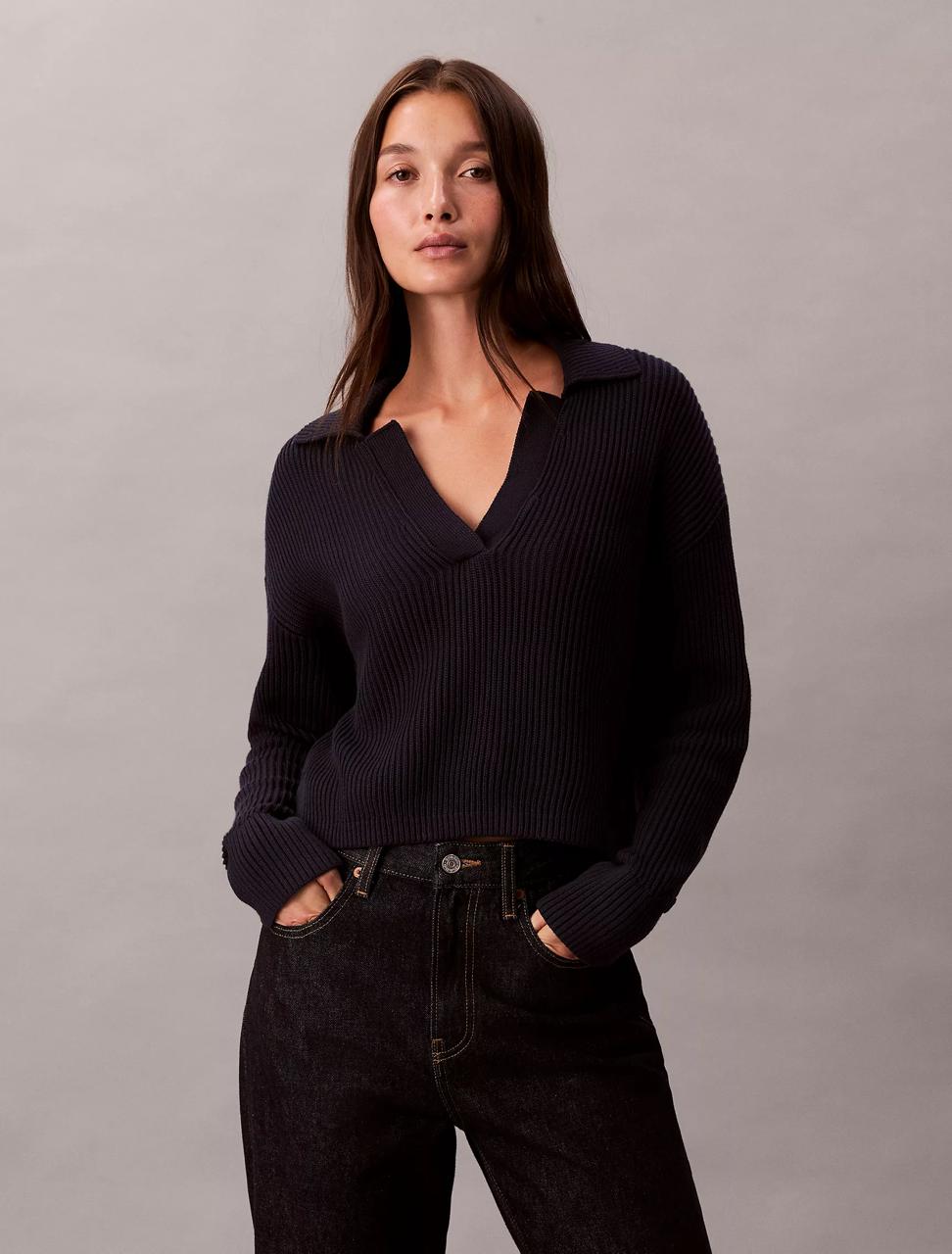 Calvin Klein - Smooth Cotton Relaxed Polo Sweater