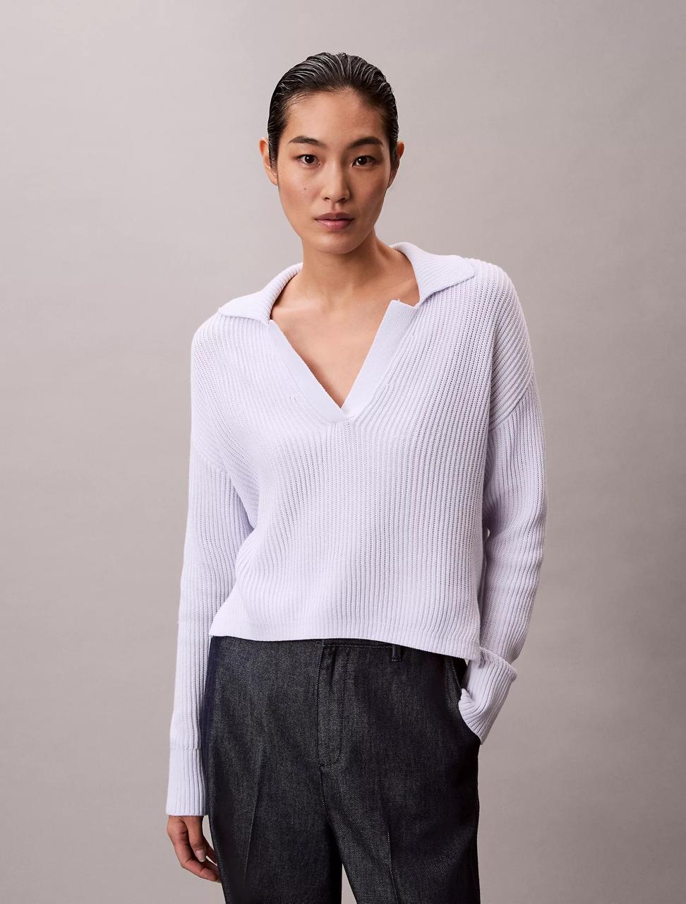 Calvin Klein - Smooth Cotton Relaxed Polo Sweater