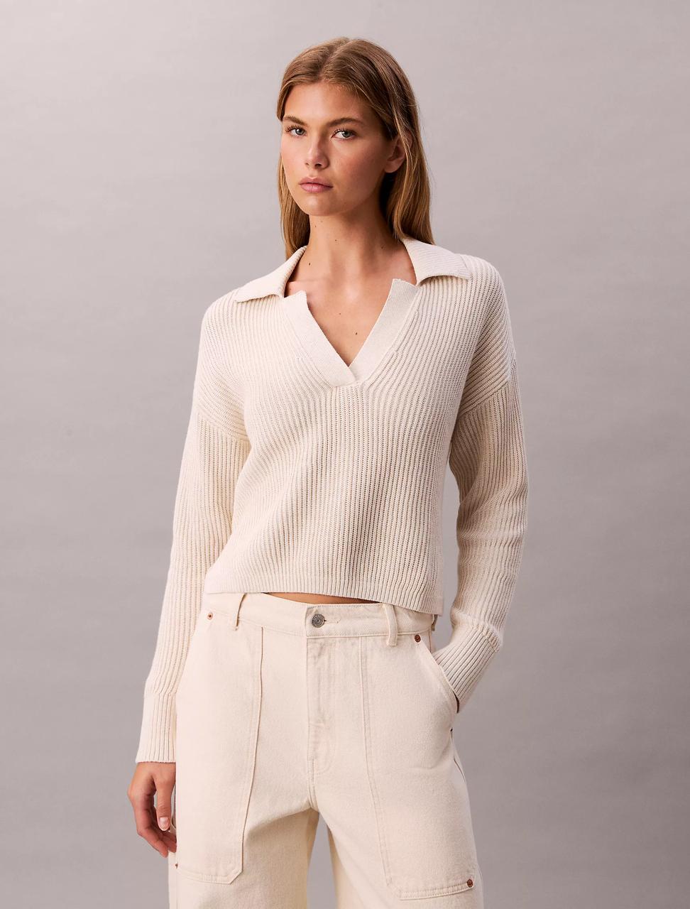 Calvin Klein - Smooth Cotton Relaxed Polo Sweater