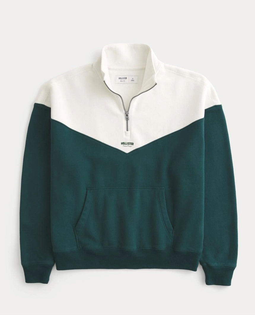 Hollister - Boxy Logo Half zip Sweatshirt IMMEDIATE