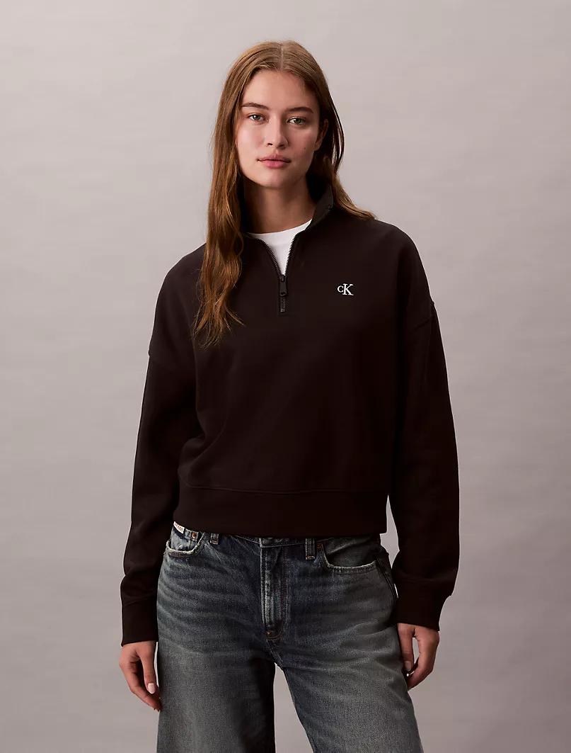Calvin Klein - Archive Logo Fleece Quarter Zip Mock Neck Sweatshirt