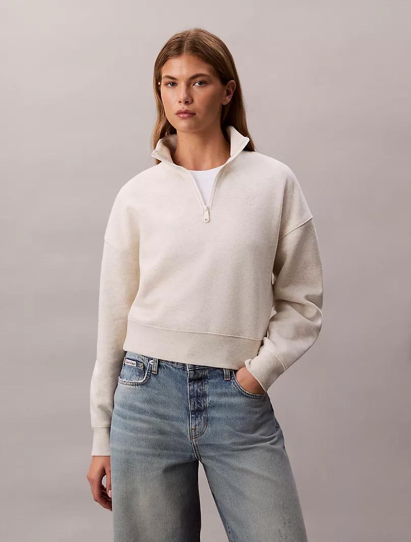 Calvin Klein - Archive Logo Fleece Quarter Zip Mock Neck Sweatshirt