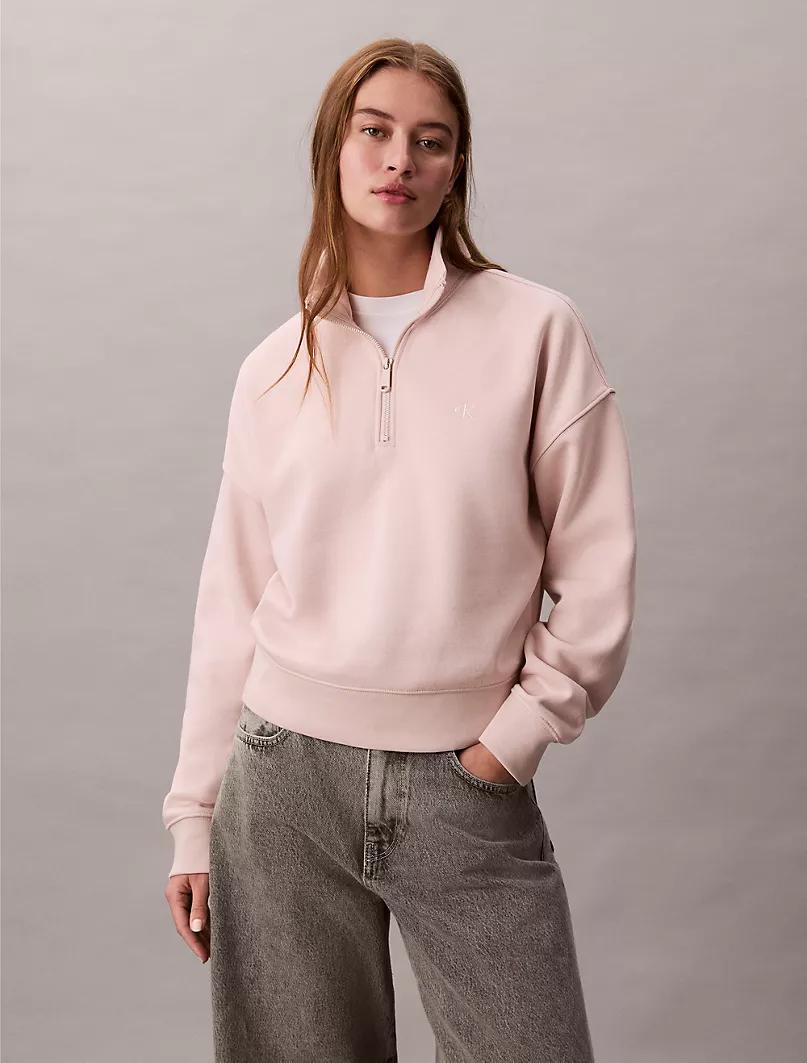 Calvin Klein - Archive Logo Fleece Quarter Zip Mock Neck Sweatshirt