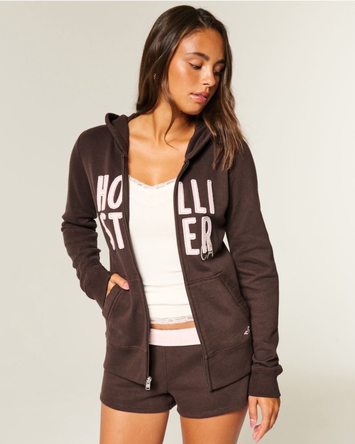 Hollister - Logo Graphic Zip-Up Hoodie