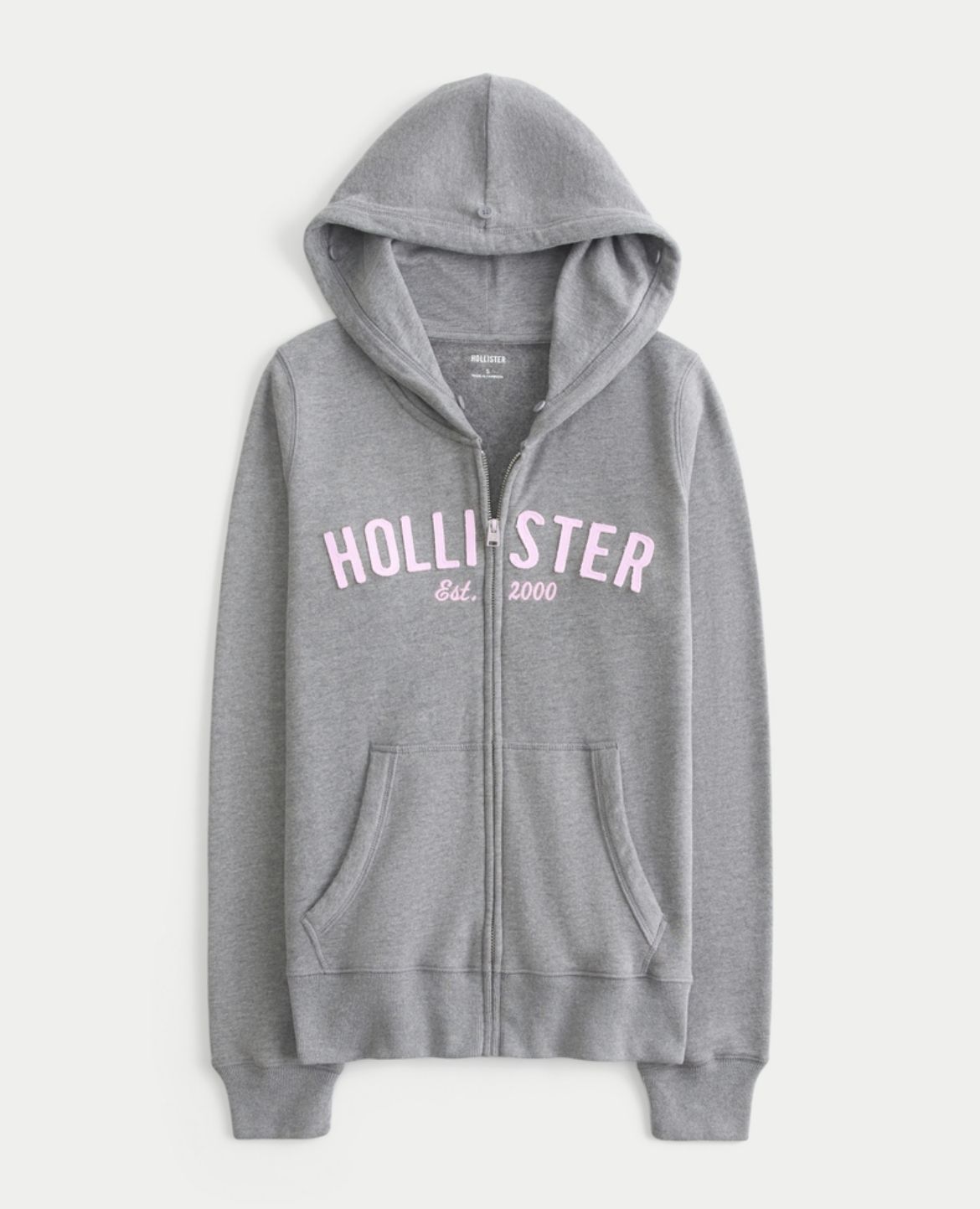 Hollister - Faux Fur Trim Logo Graphic Zip-Up Hoodie