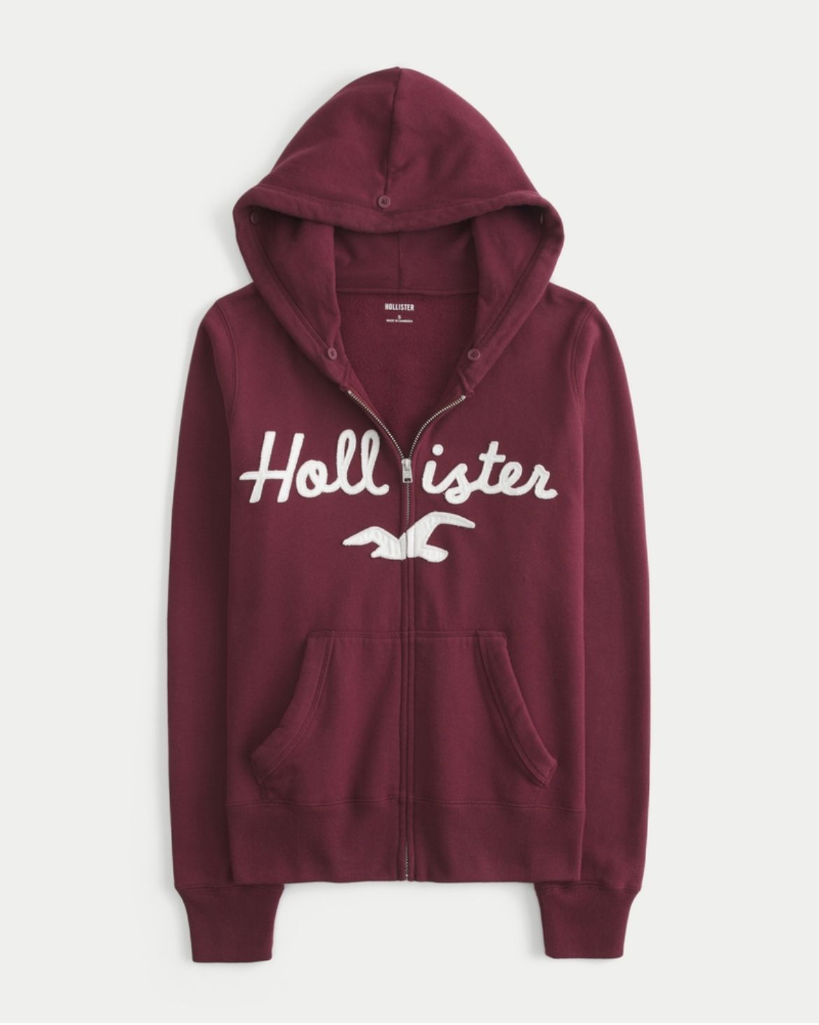 Hollister - Faux Fur Trim Logo Graphic Zip-Up Hoodie