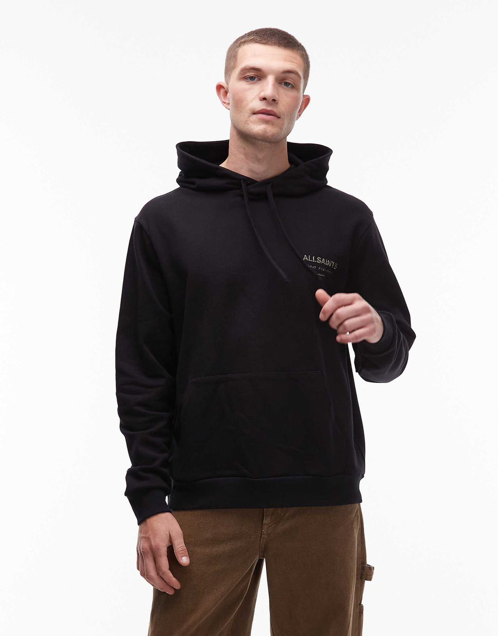 Allsaints - Allsaints Underground hoodie in leopard & black