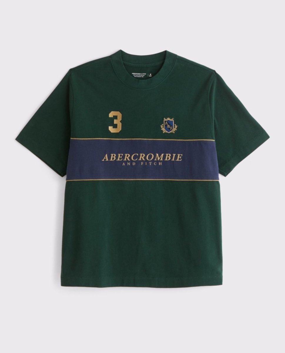 Abercrombie & Fitch - Premium Heavyweight 2.0 Crest Logo Tee IMMEDIATE - Brandatak Store
