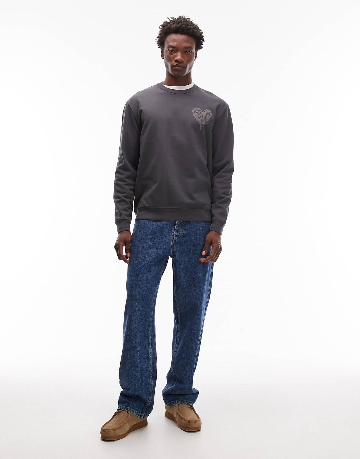 Allsaints - Trip crew sweatshirt in washed black - BLACK