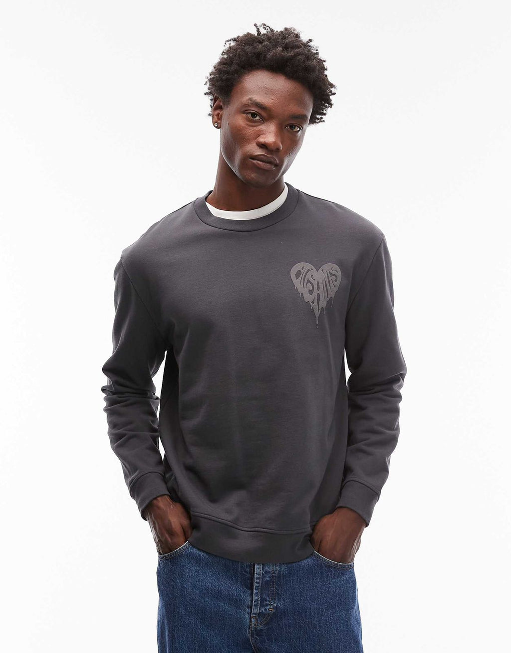 Allsaints - Trip crew sweatshirt in washed black - BLACK
