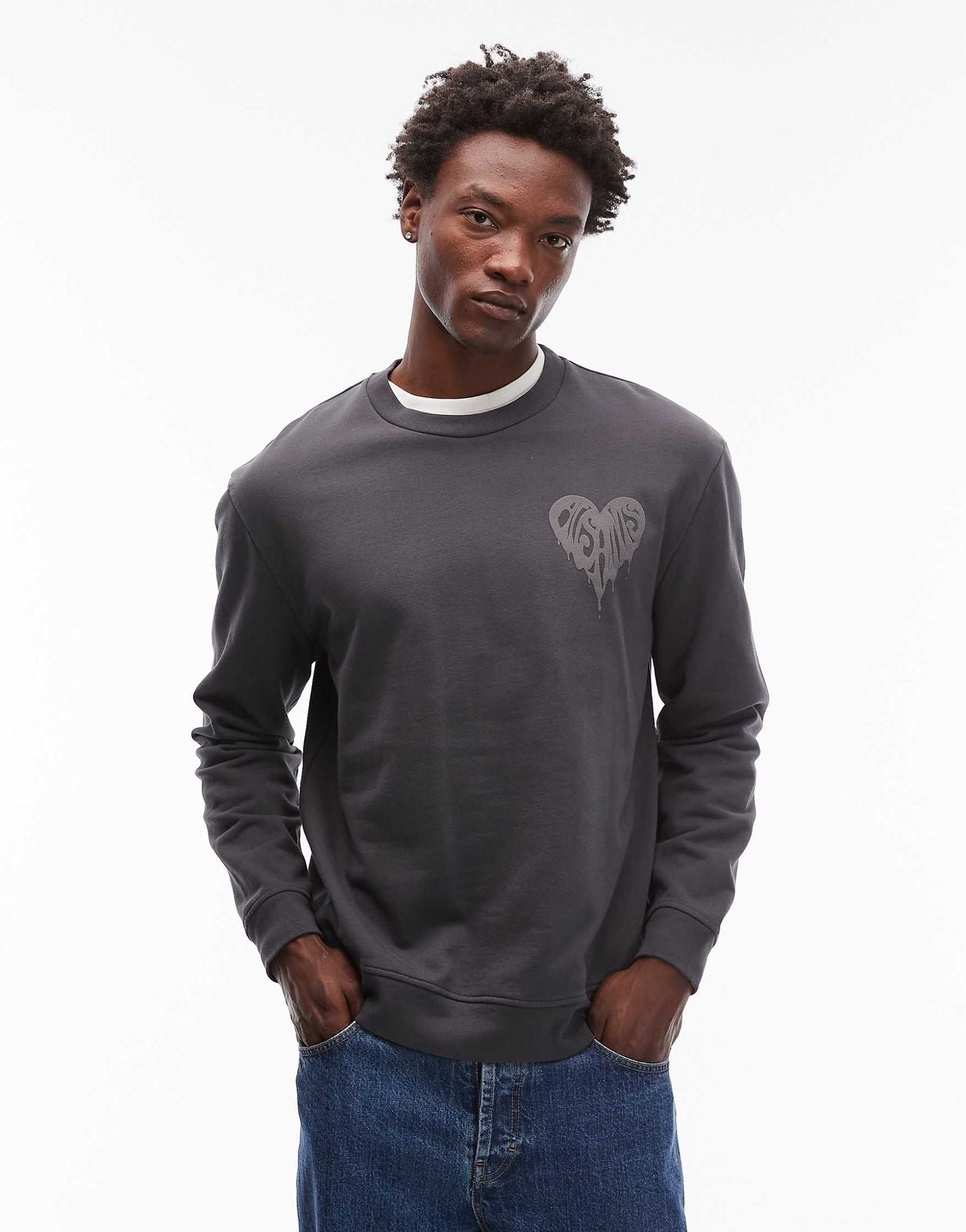 Allsaints - Trip crew sweatshirt in washed black - BLACK