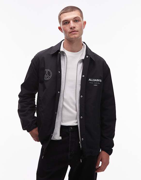 Allsaints - orbital coach jacket in black