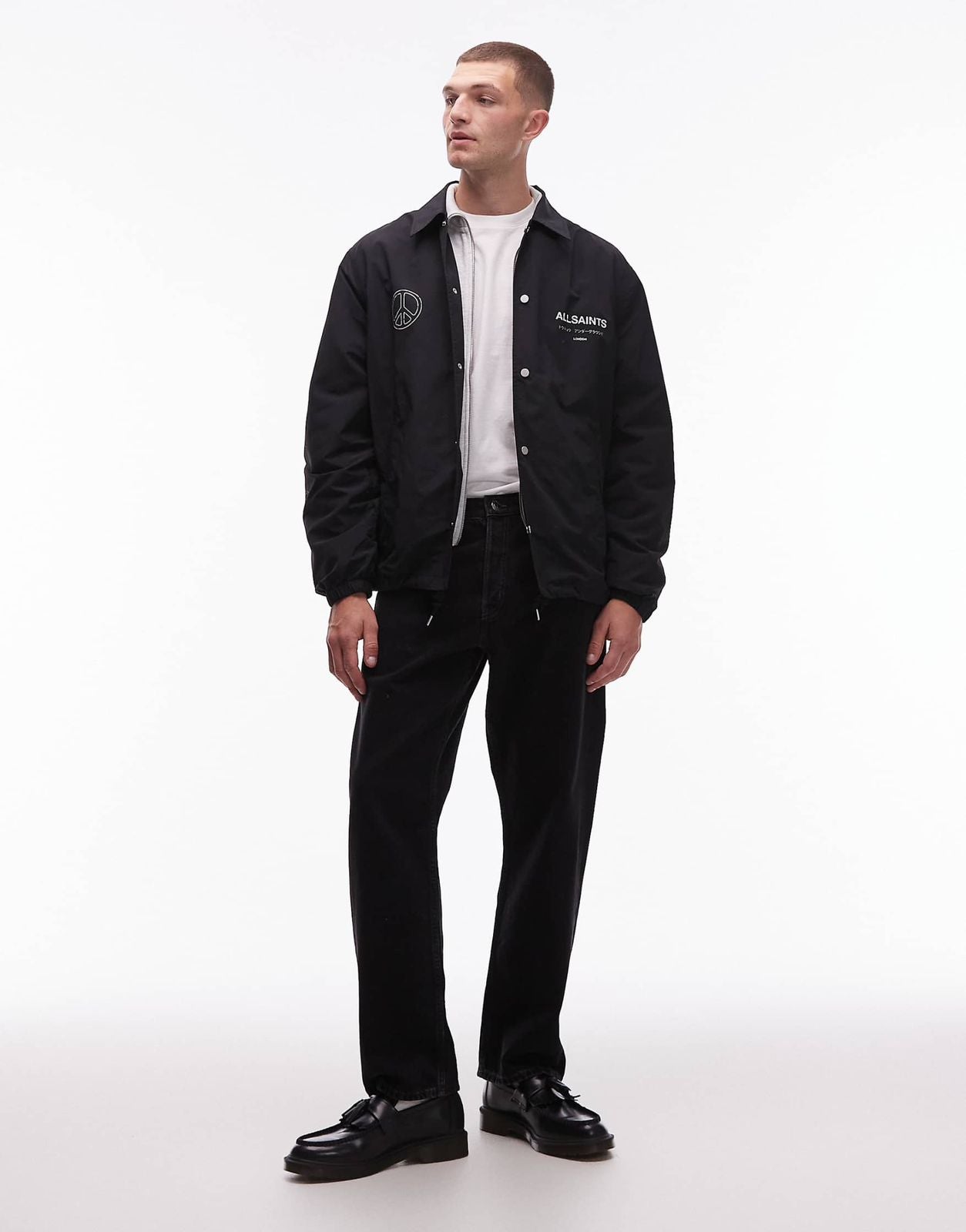 Allsaints - orbital coach jacket in black