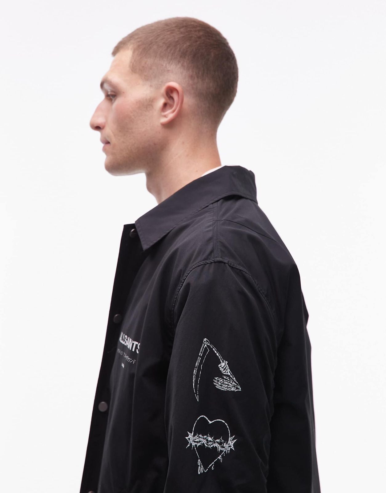 Allsaints - orbital coach jacket in black